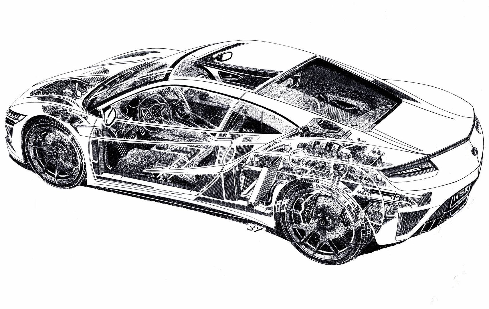 Acura NSX Pencil Sketch