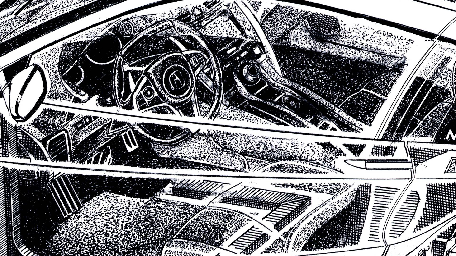 Acura NSX Pencil Sketch Interior